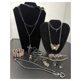 Black Silver Tones Costume Jewelry