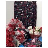 Valentine decor lot, packed in tote box, tote has