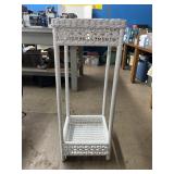 White Wicker stand, 36ï¿½T 14.5ï¿½W