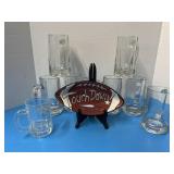 Heavy Clear glass beer tankards/stein with clay