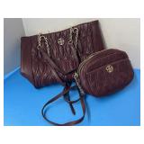 Nine West, Burgundy quilted tote bagwith matching