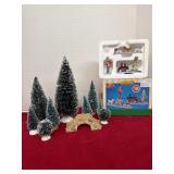 Lemax Puppy Parade Trees and Bridge