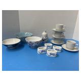 Tognana saucers & cups. ceramic napkin holders.,