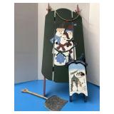Painted wooden sleds  with small shovel. Large