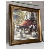 Large framed art, Cafe Betlotti, signed by Brent