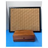 16x20 black framed woven cork board & vintage