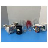 Variety of mugs and glasses