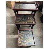 Vintage set of  Asian Lacquered nesting tables