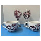 Hand Painted Wine Glasses and bowls
