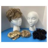 Wig & hair pieces  with 2 mannequin heads