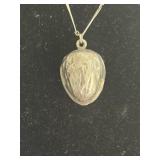 Vintage Large silver tone Walnut charm necklace