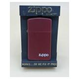 ZIPPO Lighter SLIM BURGUNDY MATTE w/Logo Vintage