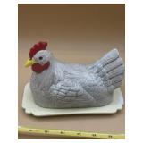 Hen on a nest butter dish small chip