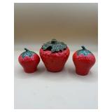 Vintage Strawberry Jam Jar and Salt & Pepper