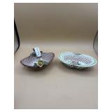 2 pc Mollica floral Basket CAPODIMONTE pottery