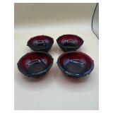 Avon Ruby Red Glass Cape Cod Dessert Berry Bowls