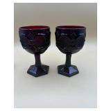 AVON Ruby Red Cape Cod Goblets Set of 2 Pressed
