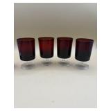 VINTAGE SET OF 4 RUBY RED JUICE GLASSES  clear