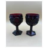 AVON Ruby Red Cape Cod Goblets Set of 2 Pressed