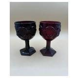 AVON Ruby Red Cape Cod Goblets Set of 2 Pressed