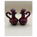 Pair Of AVON Cape Cod Pattern Ruby Red Glass Oil