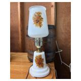 Vintage Milk Glass White Cottage Core Lamp Floral