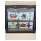 17ï¿½ x 15ï¿½ framed canned fruit vegetables labels