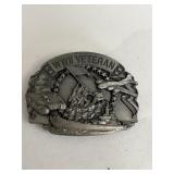 VINTAGE 1992 WWII VETERAN BELT BUCKLE SISKIYOU