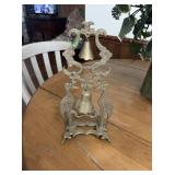 Two Tier Etched Brass Double Crane and Bell