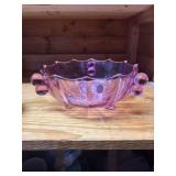 Vintage Fenton Art Glass Madras Pink Panel Bowl