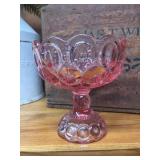 Vintage LE Smith Moon Stars Pink Glass Ruffled