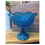 LE Smith Moon & Stars Colonial Blue Glass Candy