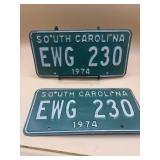 1974 pair of South Carolina license plates