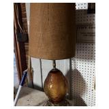 Vintage Mid Century Lamp Amber glass lights up