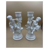 VTG Holland Mold Ivory Porcelain Cherub Candle