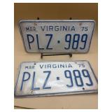 1975 pair of Virginia license plate plates