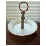 Single Tier Enamel red and white Farmhouse