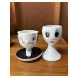 Vintage Pair of 2 Anthropomorphic Man & Woman Egg