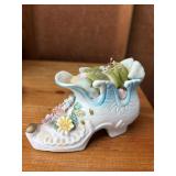 VTG Porcelain Bisque Victorian Shoe Figurine Hand