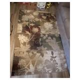 Aerial rug, cream, tan, burgundy, sage 5x7.3