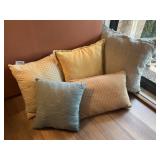 Pillows, cream, beige, blue & sage.  Lot of 5