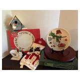 Chargers, snowman decor