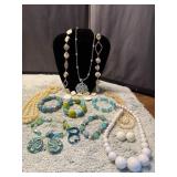 Turquoise White Beads Costume Jewelry