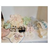 Adorable lot of vintage baby doll clothing, shoes