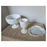 Vintage Oak Leaf design Milk Glass ,vintage  Milk