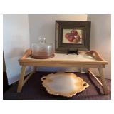 Vintage print, serving trays & MCM cheese broad