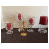 Three Vintage glass tulip & candle holders