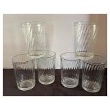 Vintage ribbed glass tumblers, lot of 6