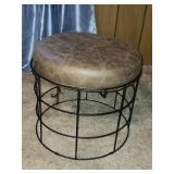 17' tall round brown faux leather ottoman