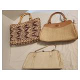 vintage Etienne Aigner woven straw and tan